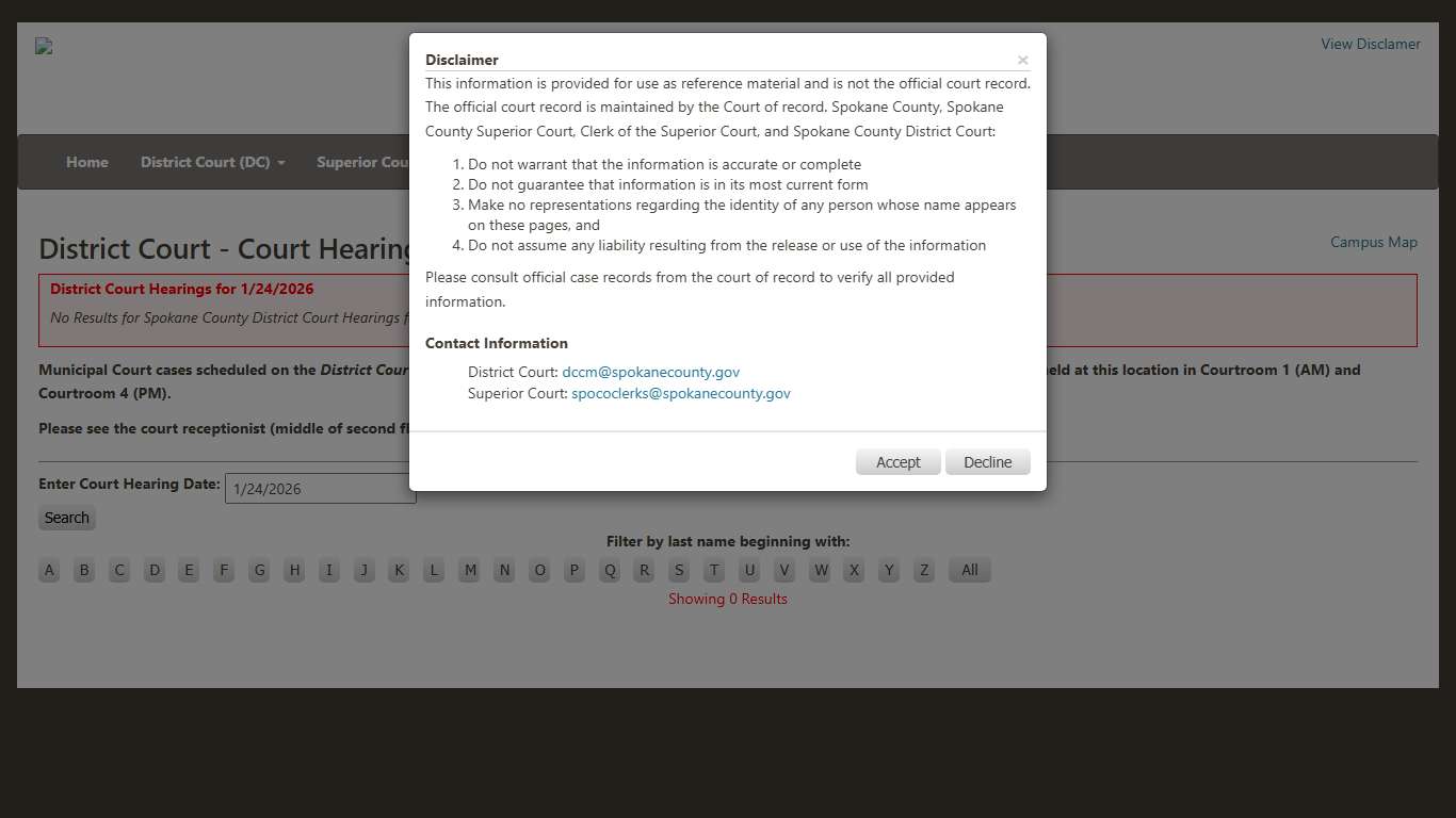 Spokane County Court Viewer