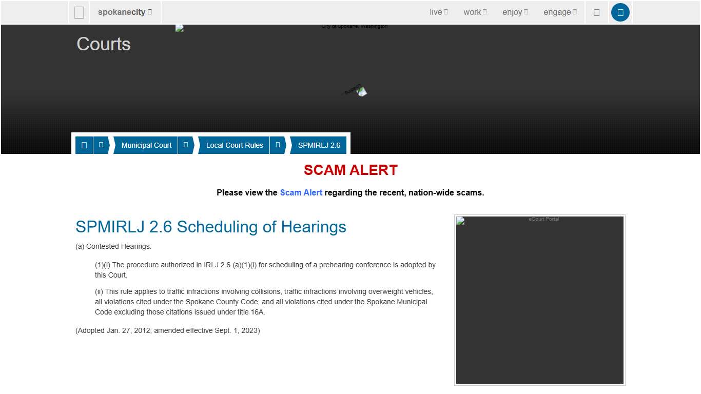 Scheduling of Hearings - City of Spokane, Washington